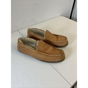 Hari Mari Hacienda LX Slippers Shearling Mens 12 Light‎ Tan Leather/Suede